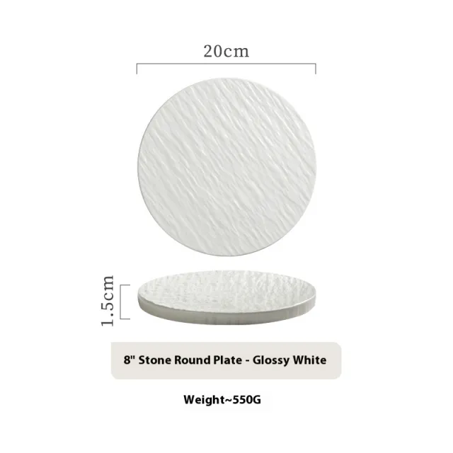 Porcelain Dinner Plate Household Hotel Steak Plate 8Inches Bright White - Shop at LoveMi
