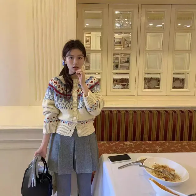 Christmas Atmosphere Thickened Sweater Coat Women's Autumn And Winter Apricot - Shop at LoveMi