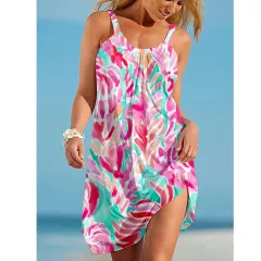 Womens Stylish Sassy Camisole Print Dress - 8B408417722409462-4Xl - View 1