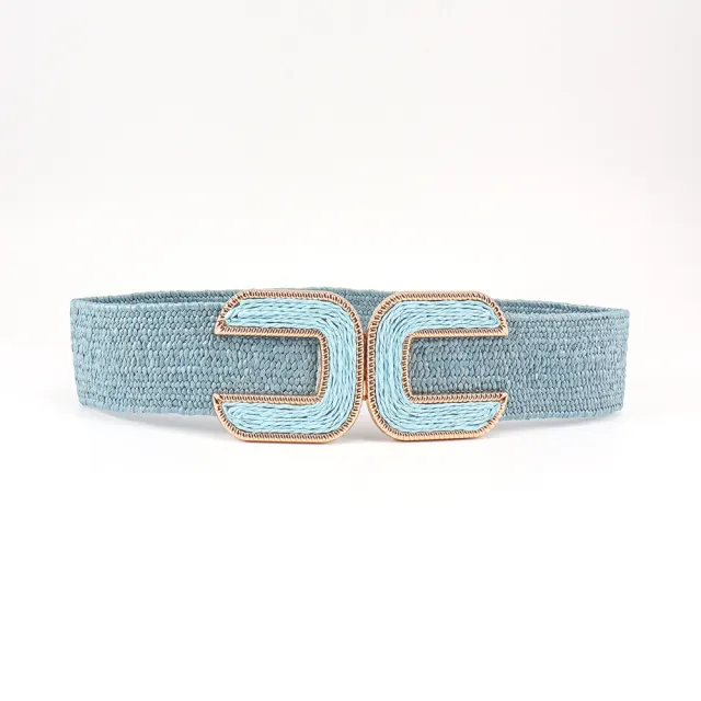Elastic Waistband Women's Design Sense Niche Straw Elastic Blue - Shop at LoveMi