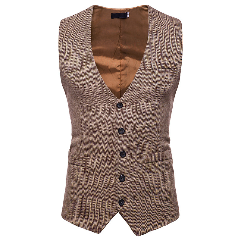 Men's Autumn And Winter Herringbone Single-breasted Vest Men's Suit