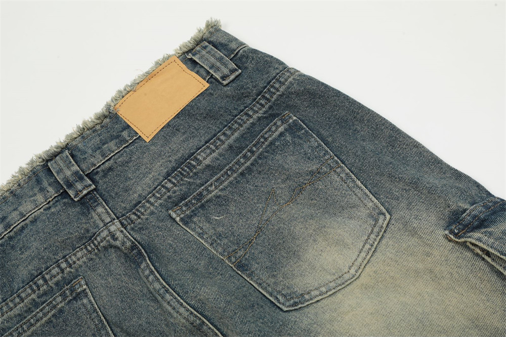 Fashion Washing Workwear Multi-pocket Jeans Men