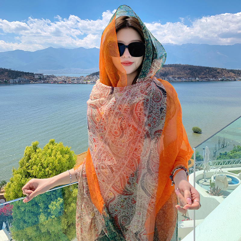 Desert Versatility For Traveling Sun Protection Toe Cap Silk Scarf