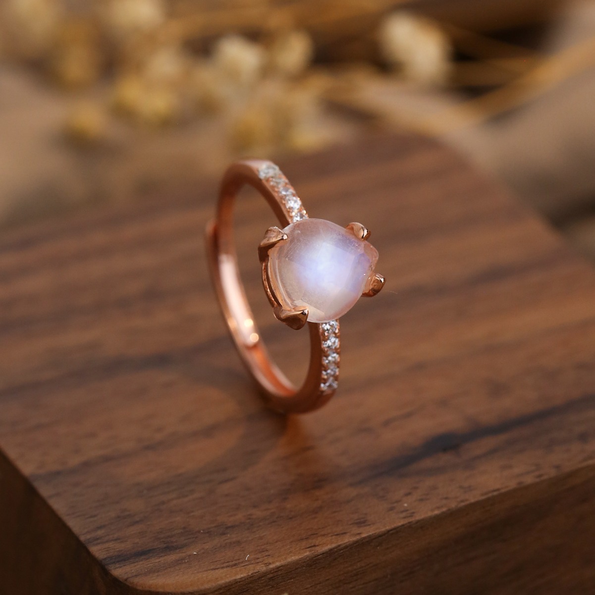S925 Silver Cut Moonstone Ring