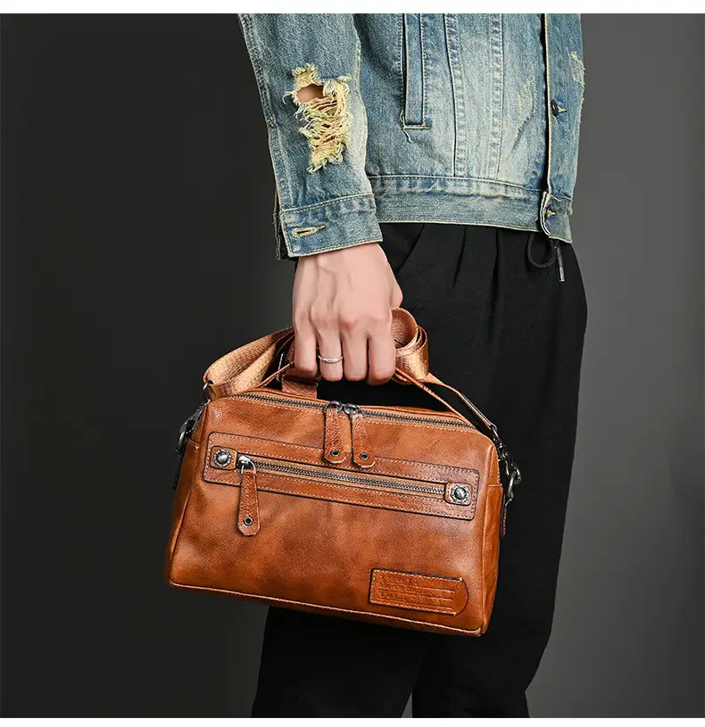 Men's Real-leather Bag Trendy New Men