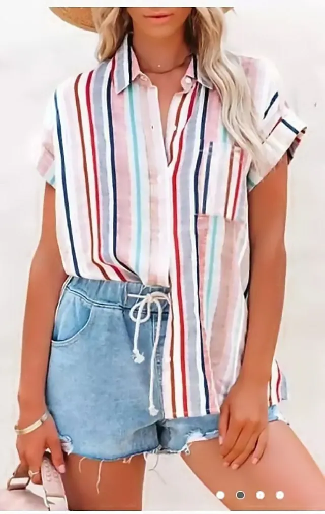 Women's Striped Short sleeved Shirt Stripes S - Shop at LoveMi