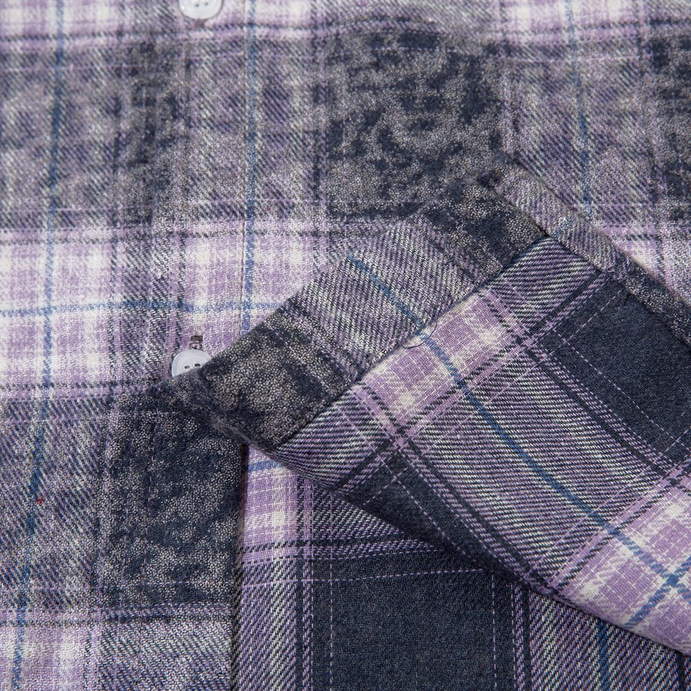 Color Matching Plaid Long Sleeve Shirt Men's Autumn Loose