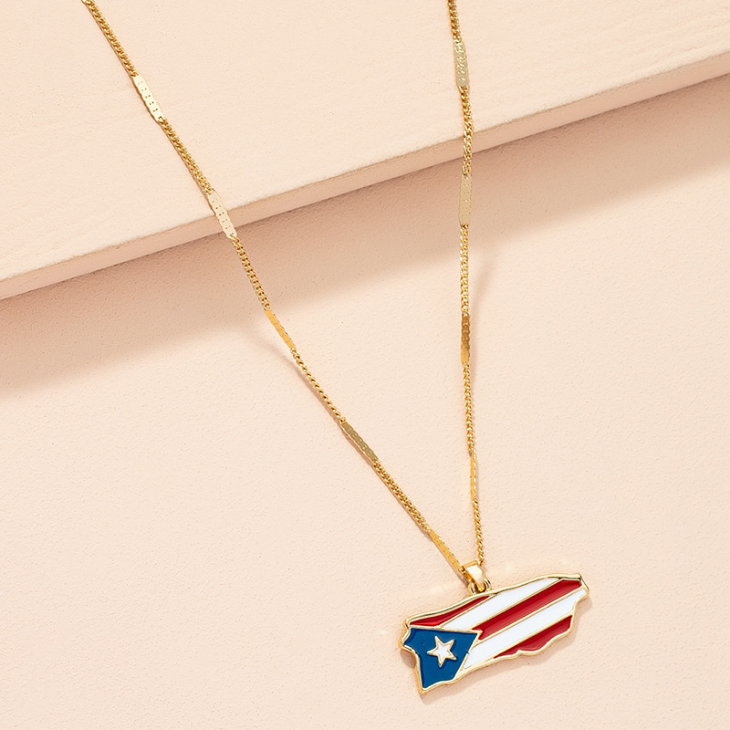 Puerto Rico Country Shaped Flag Pendant – National Necklace