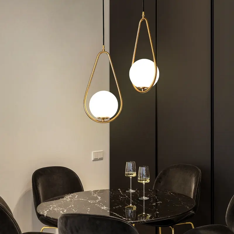 Copper Bedside Chandelier Modern Minimalist Bedroom Light