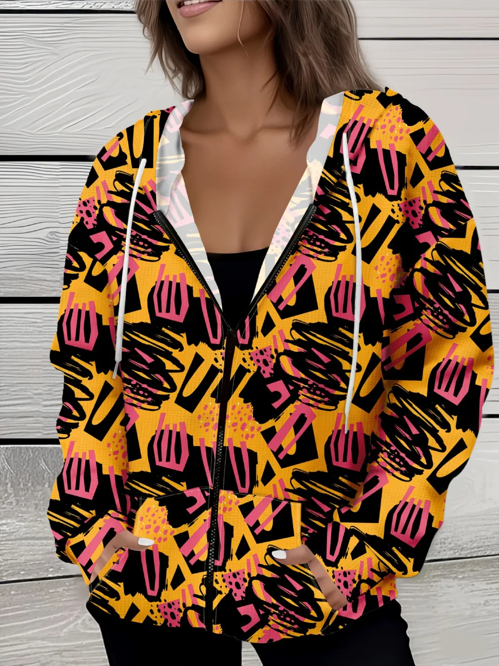 Casual All-matching Fashion Trendy Plaid Stitching Breathable Zipper Sweater - Mf08Jl250731Y141