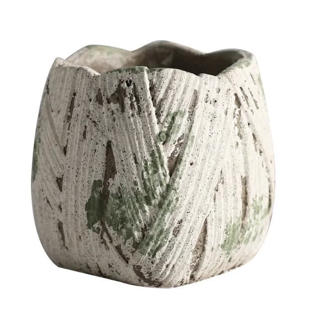 Petal Antique Finish Moss Stone Pattern Gardening Ornaments Flower Pot Moss Color - Shop at LoveMi