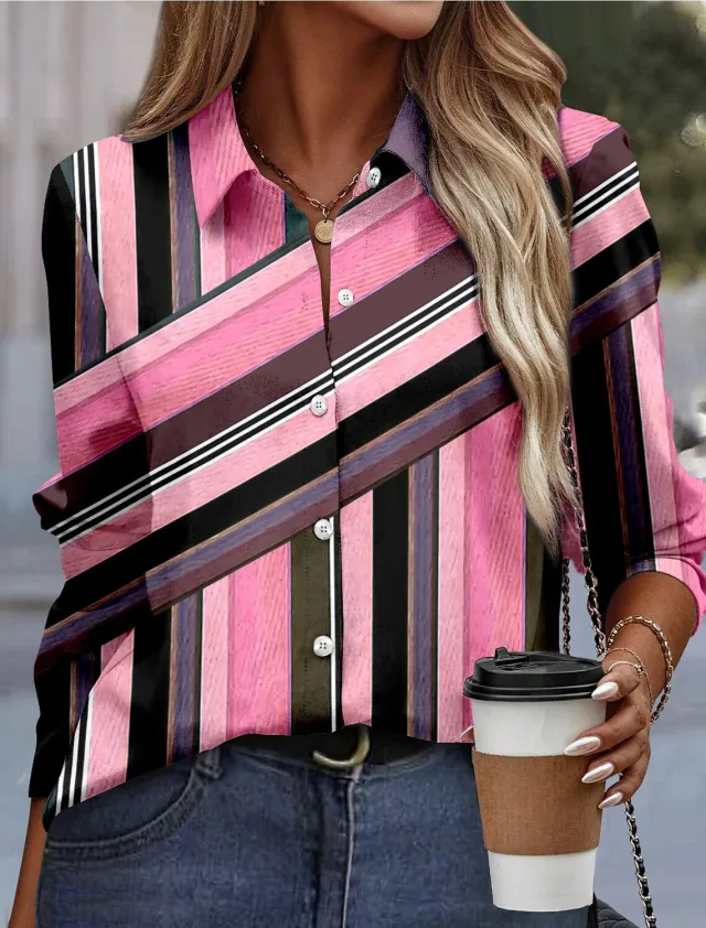 Elegant Women's Loose Long Sleeve Shirt 2Style M - Shop at LoveMi