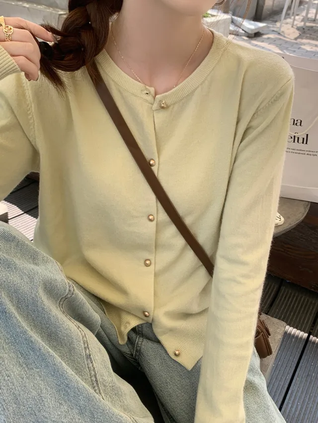 Gray Knitted Cardigan Women's Autumn Outerwear High grade Sweater Coat Light Green - Shop at LoveMi