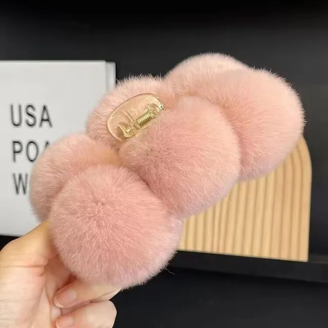 Elegant Rex Rabbit Fur Ball Grip Large Plush Cameo Brown - Shop at LoveMi