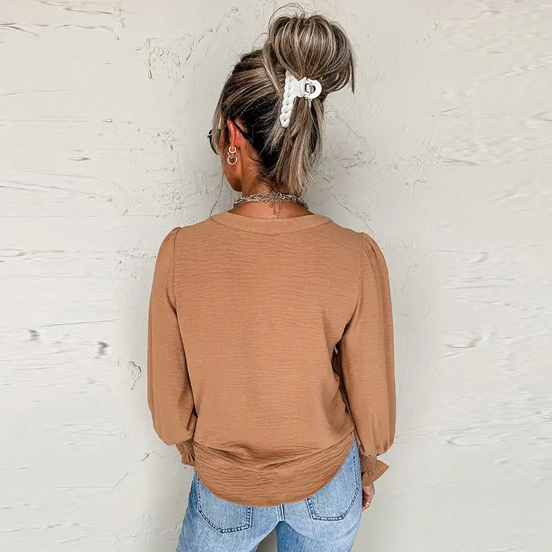 Autumn New Pullover Long Sleeve Top Women's Casual Style Ruffled Shirt