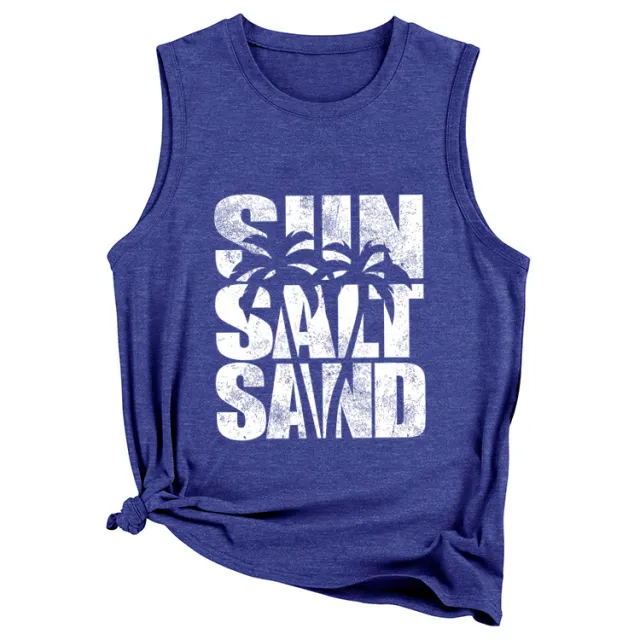 European And American Fashion Loose Sleeveless Crew Neck Casual Vest Blue - Shop at LoveMi