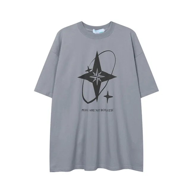 Loose Round Neck Cotton T shirt For Men Gray - Shop at LoveMi
