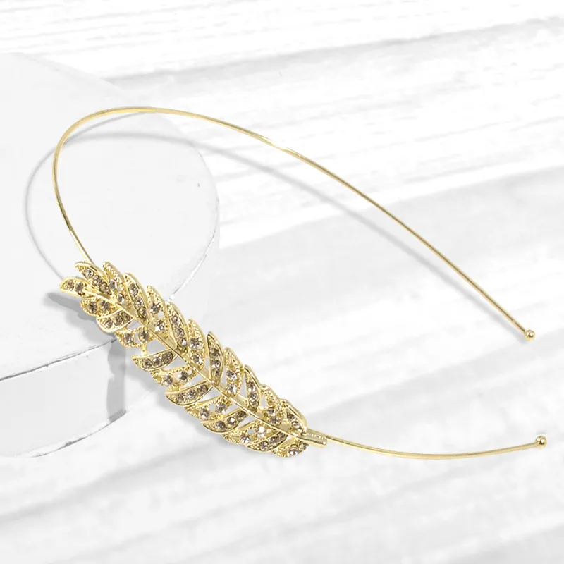 Bow Hair Band Fine Crystal Glass Accessories - Leaves Headband