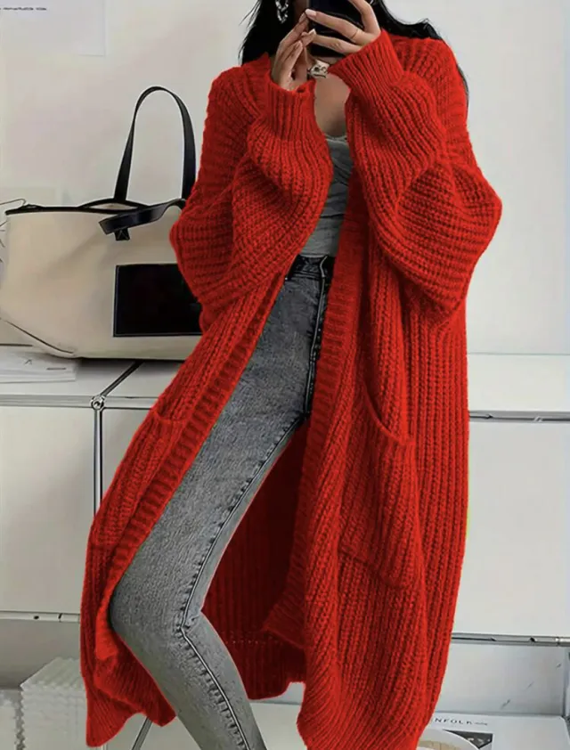 Idle Style Loose Thick Knitted Coat For Women Red - Shop at LoveMi