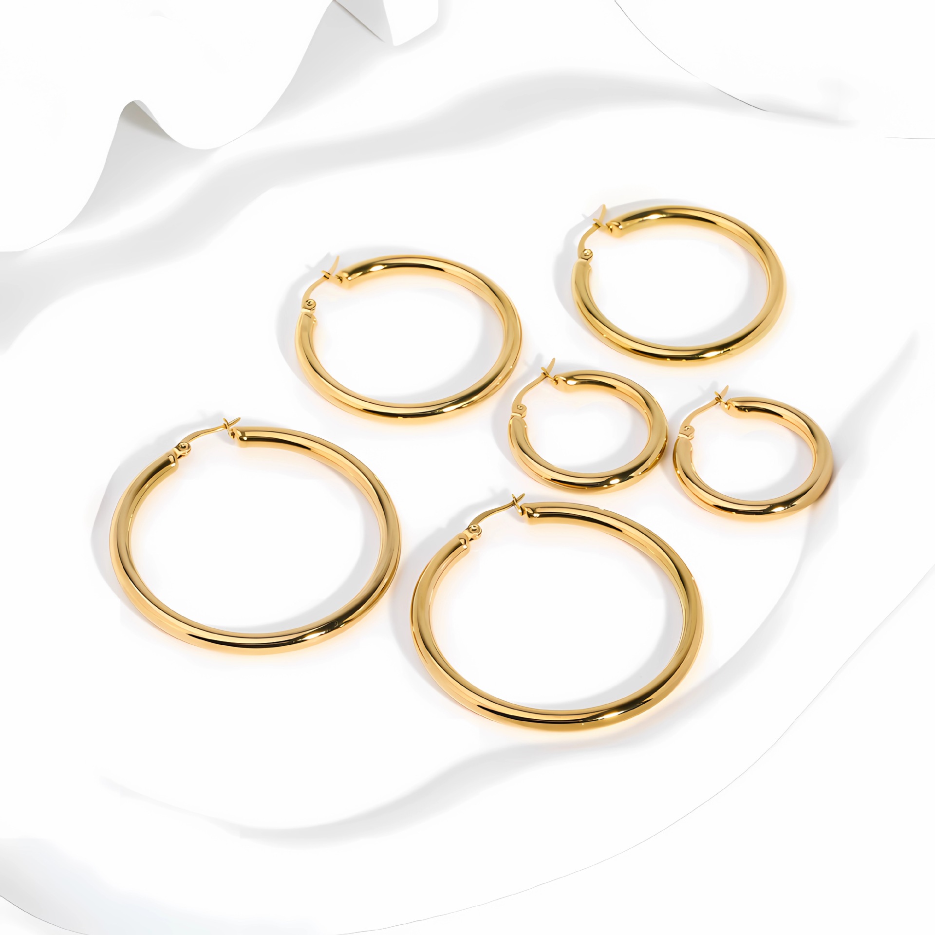 Stainless Steel Exaggerated Circle Hollow High-grade Earrings