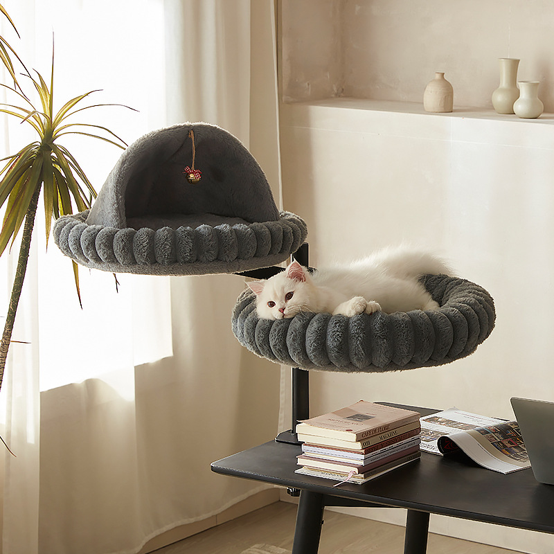 Desktop Cat Tree With Rotating Platform And Adjustable Height