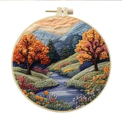 Embroidery Diy Handmade Cloth Art Material Kit Kit - Green Mountain Colour - View 1