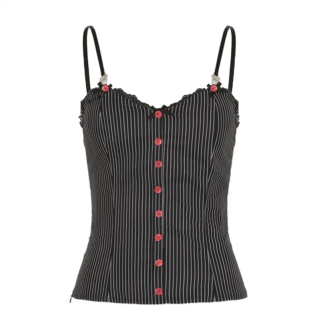 Vintage Stripe Waist Slimming Sexy Suspenders Chest Black - Shop at LoveMi