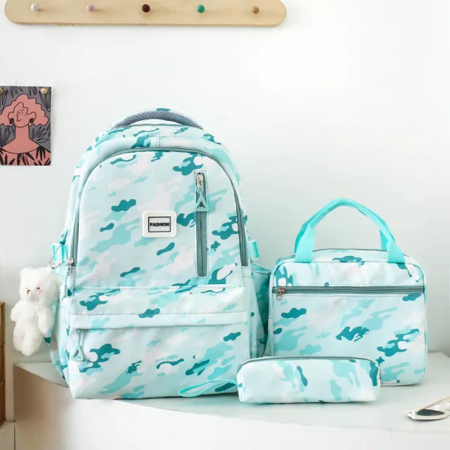 Girls' Large capacity Backpack Three piece Double layer Campus Schoolbag Green - Shop at LoveMi