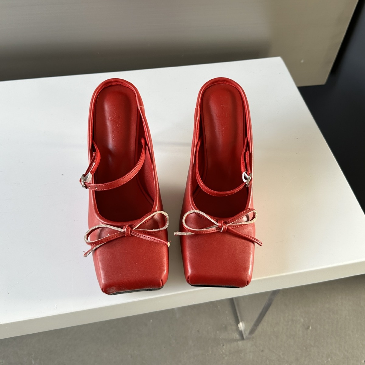 Open-Back Stiletto-Heel Mule Sandals With Closed Toe