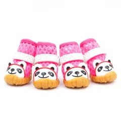 Pet Dog Breathable Mesh Shoes Soft One Pair Four - Pink - View 1