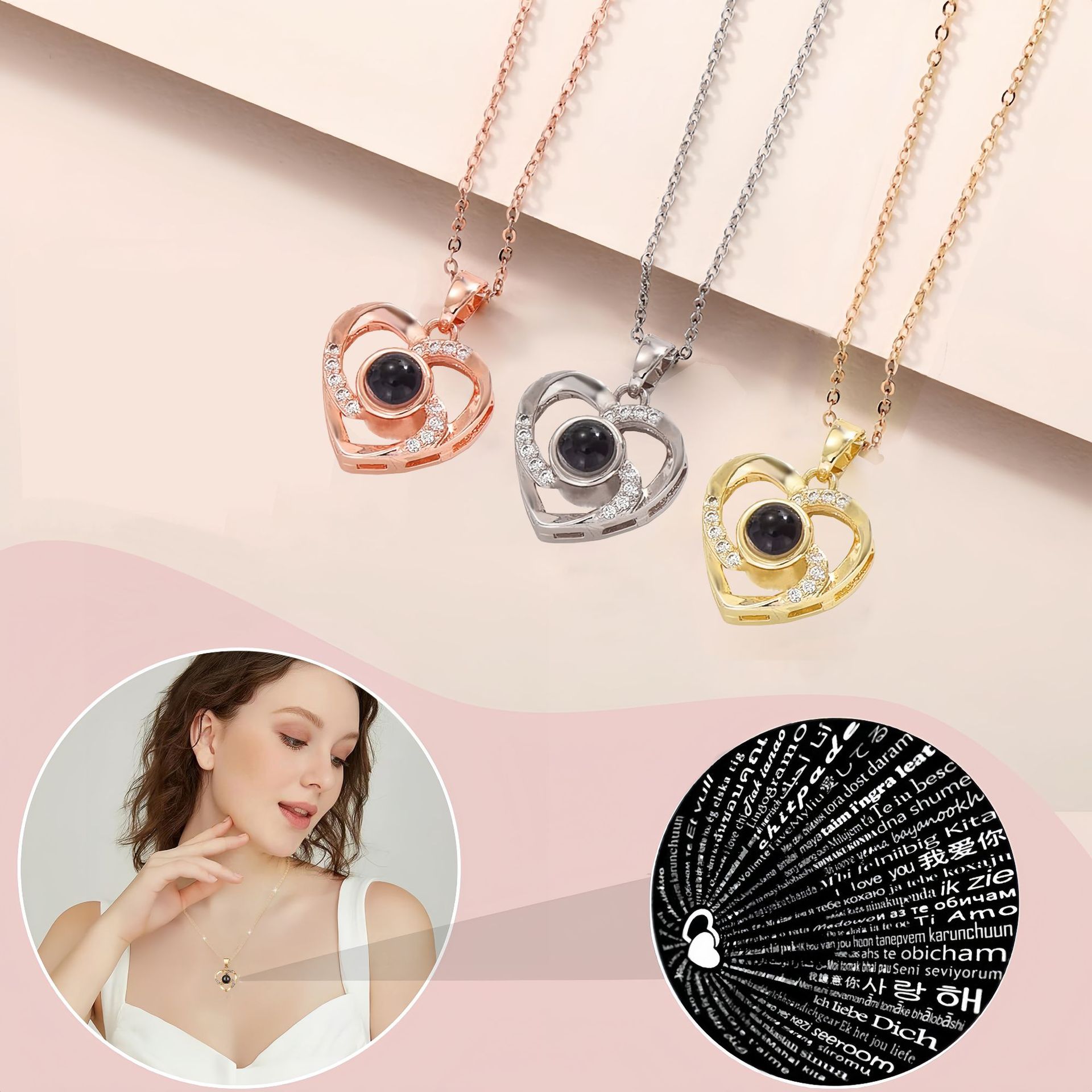 Heart-Shaped Love Language Projection Necklace