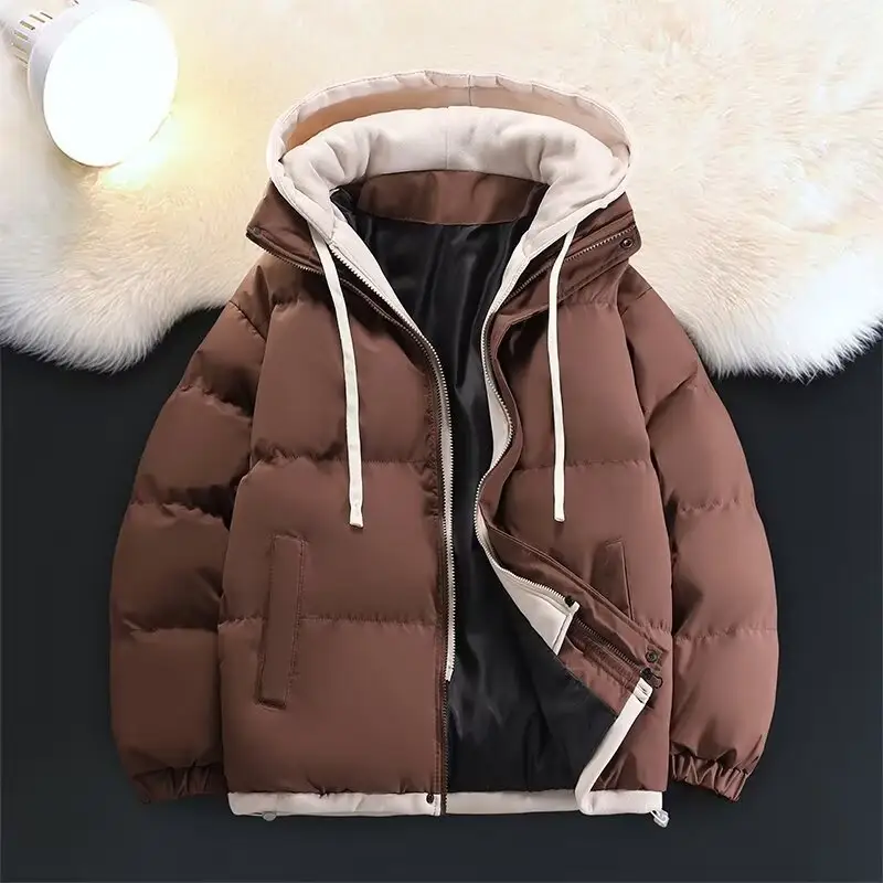 Couples Student Fake Two-Piece Puffer Jacket Cotton