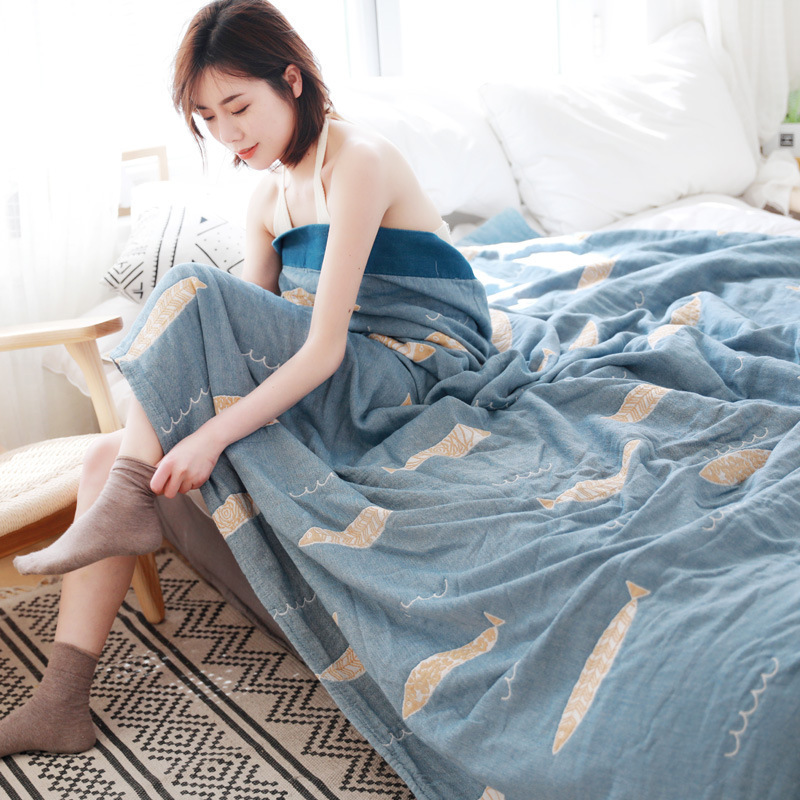 Pure Cotton Single Double Summer Quilt Thin Towel Blanket