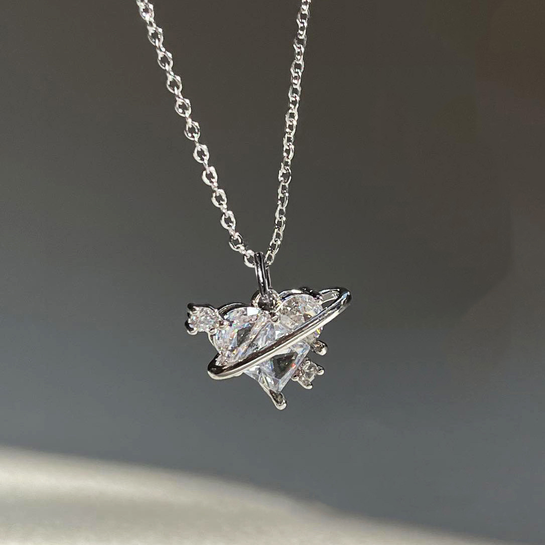 Women's Love Planet Pink Diamond Love Necklace