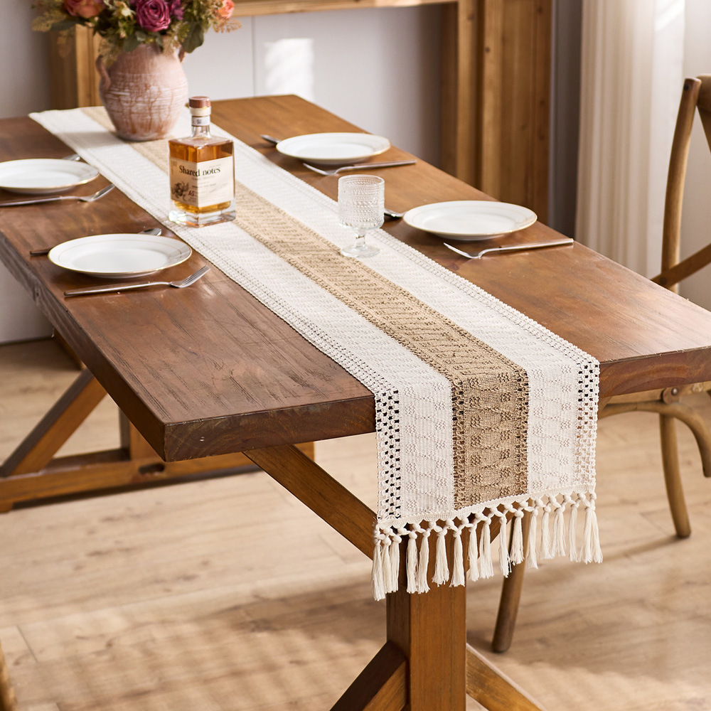 Home Leisure Linen Table Runner (Light Enjoy Brown-30x50)