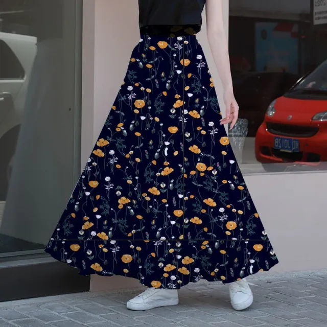 Women's Fashion High Waist Slimming Loose Dress Little Yellow Flower - Shop at LoveMi