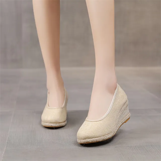 High Heel Women's Shoes Work Shoes Pointed Straw Pumps Beige - Shop at LoveMi