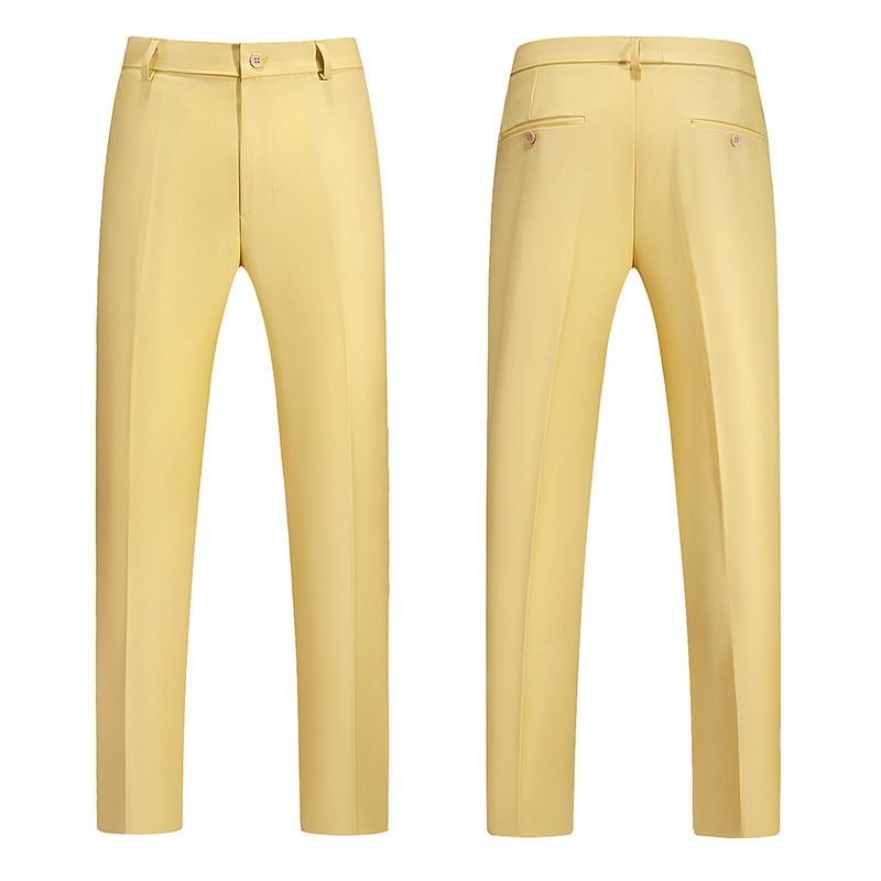 New Boys Straight Solid Color Business Wear Draping Effect Casual Suit Pants