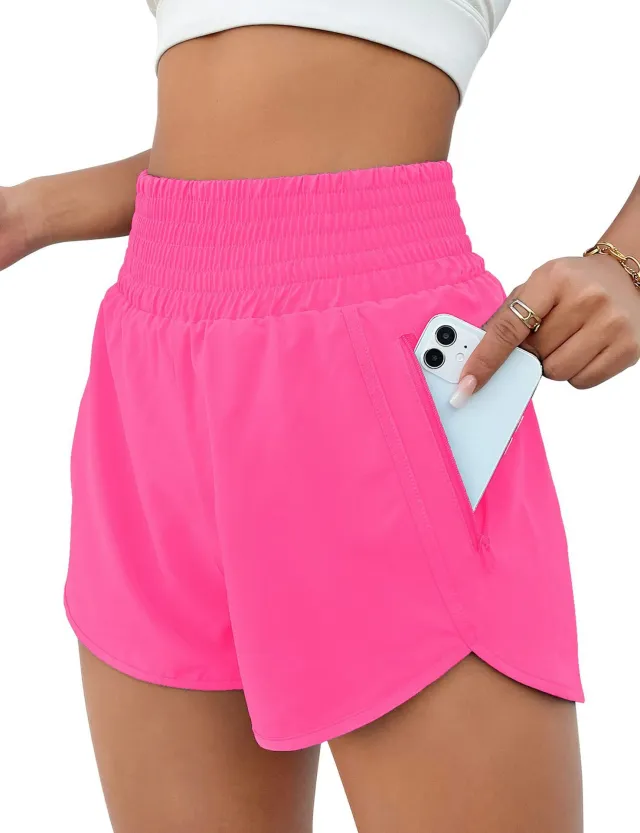 Women's Fashion High Top Sports Running Yoga Short Belt Lining Glittering Powder L - Shop at LoveMi