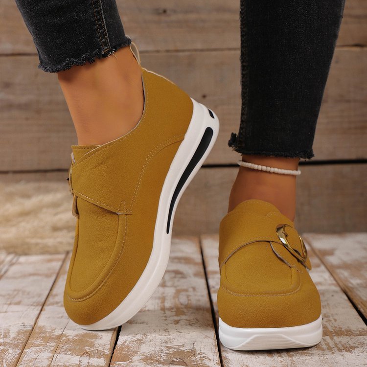 Solid-color Front-laced Casual Slip-on Womens Shoes