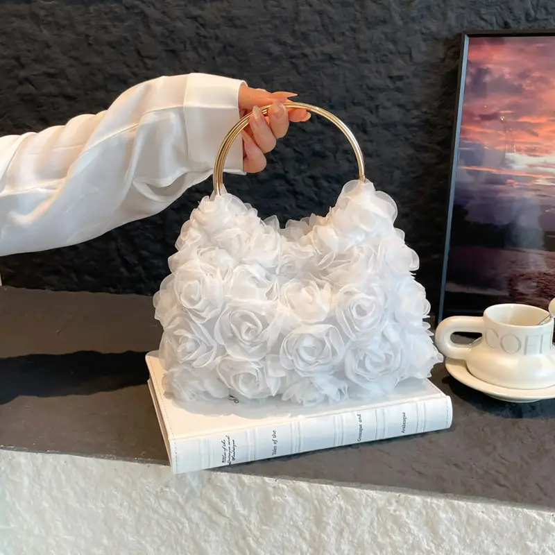 European And American Rose Pearl Dinner Chain Bag