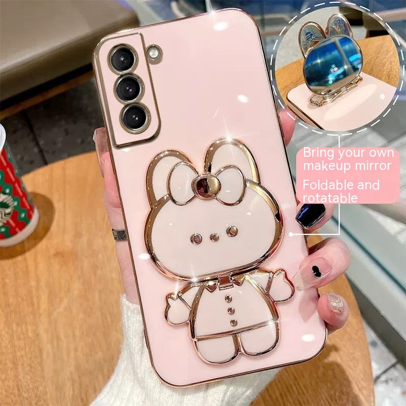 Straight Edge Plating 6D Phone Case S22 Rabbit Makeup Mirror Protective Sleeve - Image 12