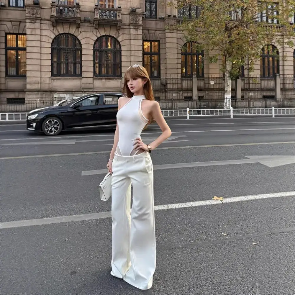 Mesh-spliced Figure-flattering One-piece Suit
