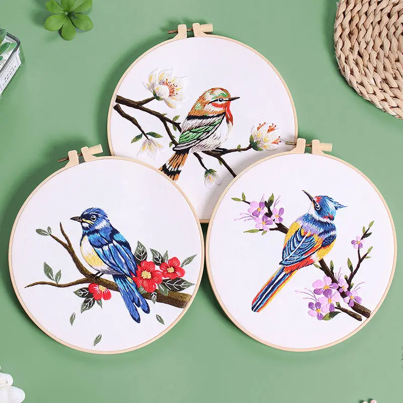 Flower And Bird Hanging Painting Embroidery DIY