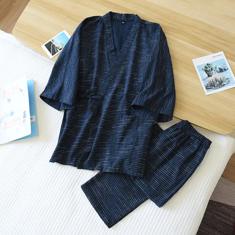 Cotton Jacquard Striped Kimono Suit Spring