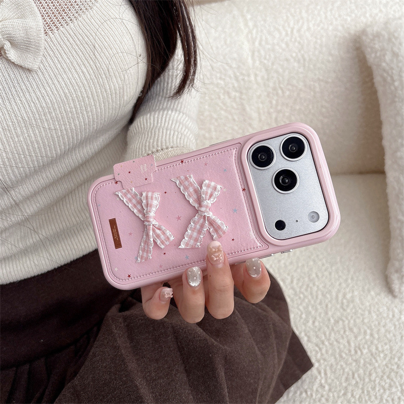 Korean-style Colorful Star Ribbon Bow Phone Case For Women