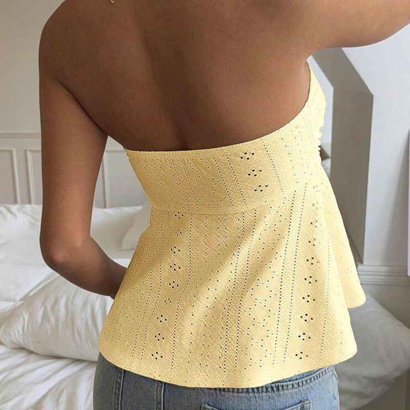 Vacation Style Sleeveless Jacquard Top