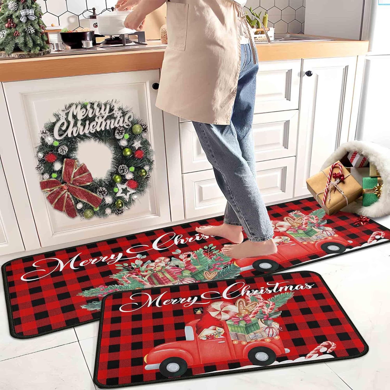 Title 13, Christmas Strip Kitchen Pad Household Wear-resi...