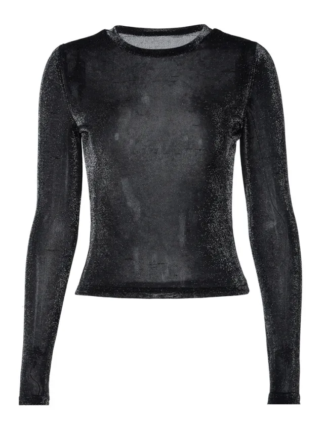 Women's Slim fit Fil Lumiere T shirt Knitted Top Silver - Shop at LoveMi