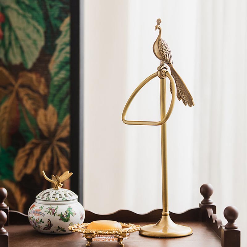Retro Luxury Brass Peacock Towel Ring